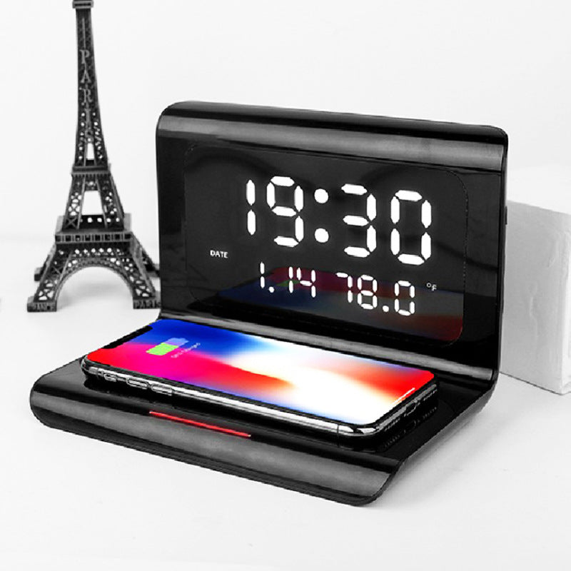 Wireless Charger Alarm Clock Fast Charge 10W Calendar  Temperature and Humidity