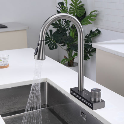 Waterfall & Pull-Down Bifunctional Kitchen Faucet