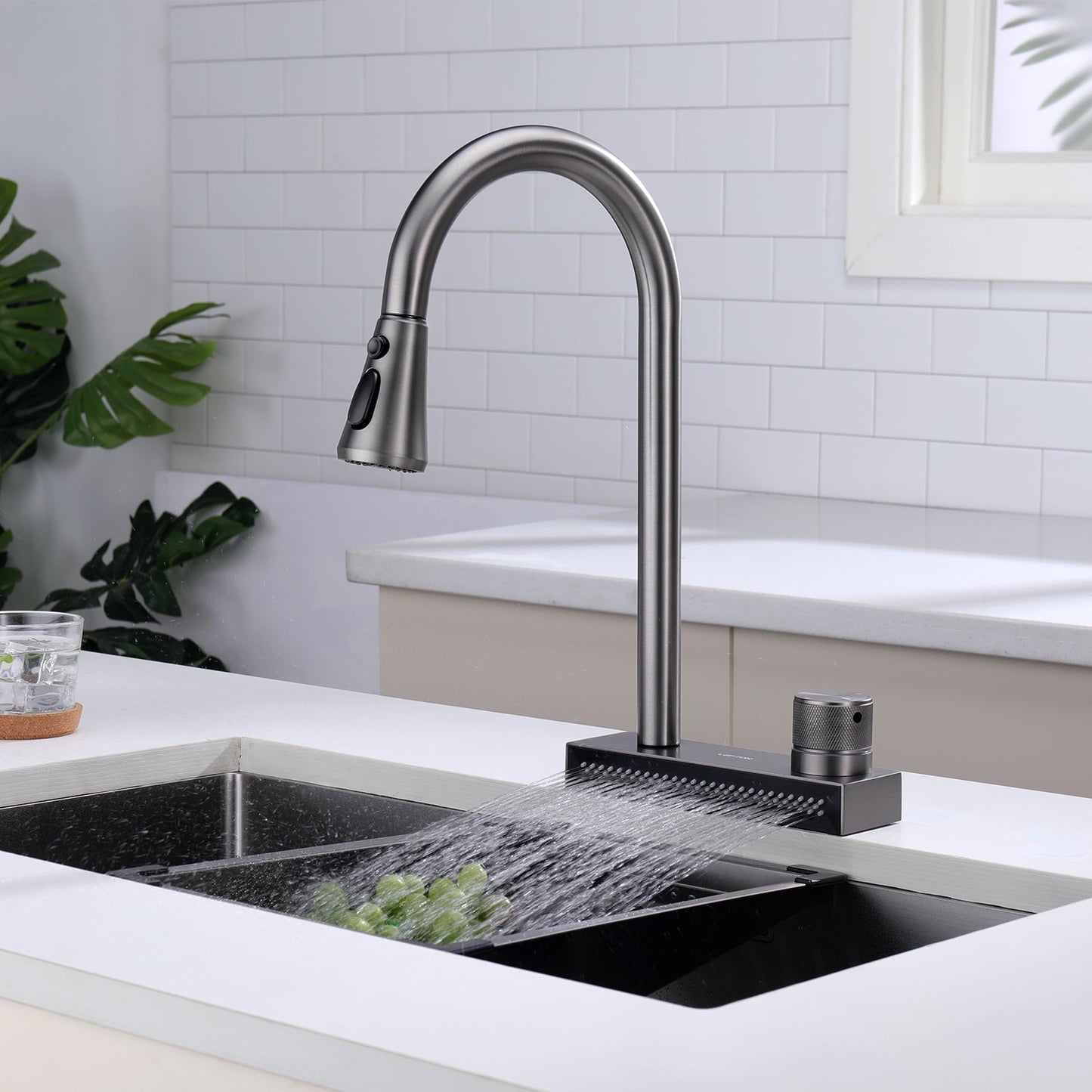 Waterfall & Pull-Down Bifunctional Kitchen Faucet