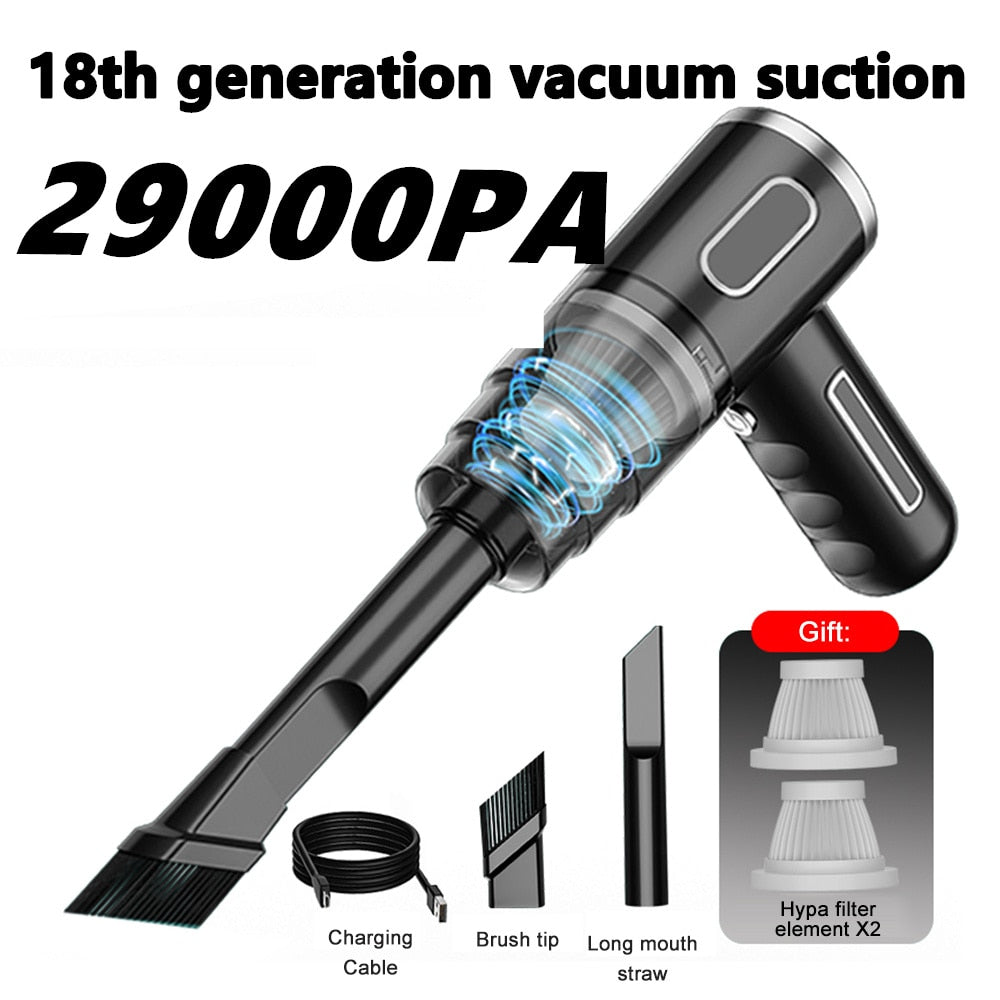 Wireless Car Vacuum Cleaner USB Charging 2000Mah Portable Mini Wet and Dry 29000Pa  Vacuum Cleaner