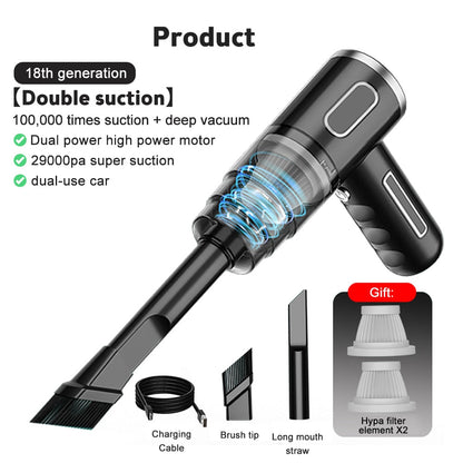 Wireless Car Vacuum Cleaner USB Charging 2000Mah Portable Mini Wet and Dry 29000Pa  Vacuum Cleaner