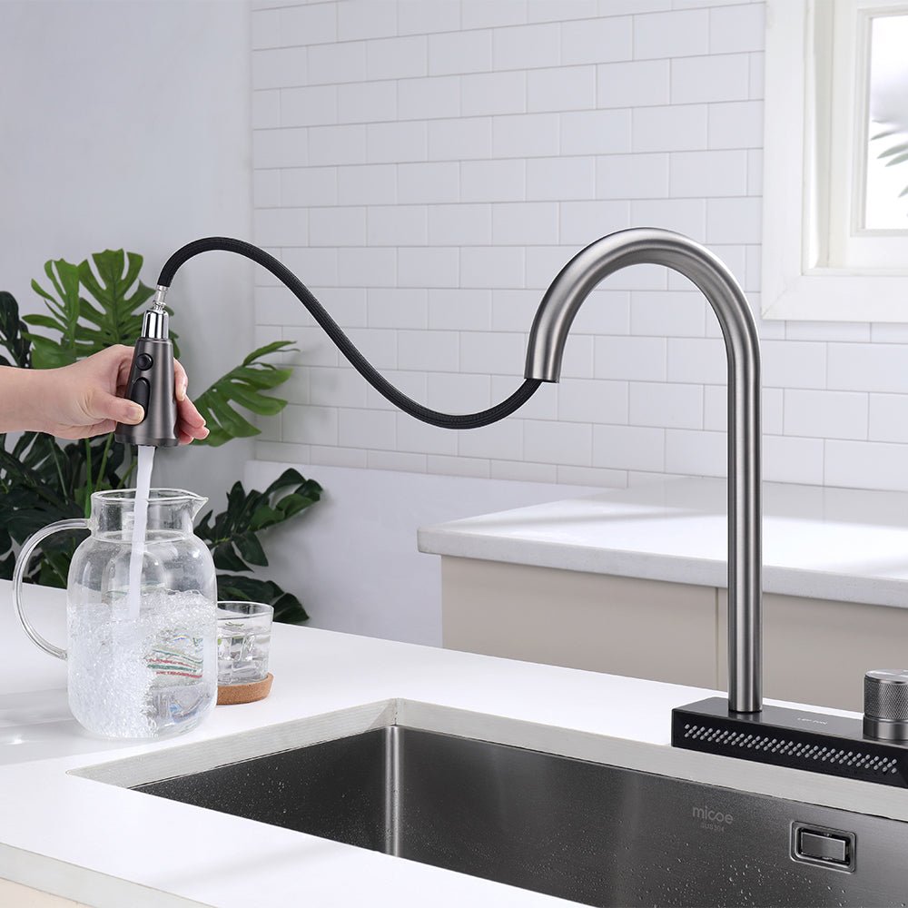 Waterfall & Pull-Down Bifunctional Kitchen Faucet