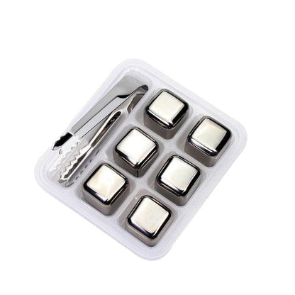 Stainless Steel Ice Cubes - Nova Gadget Store 6 Pack with Tongs